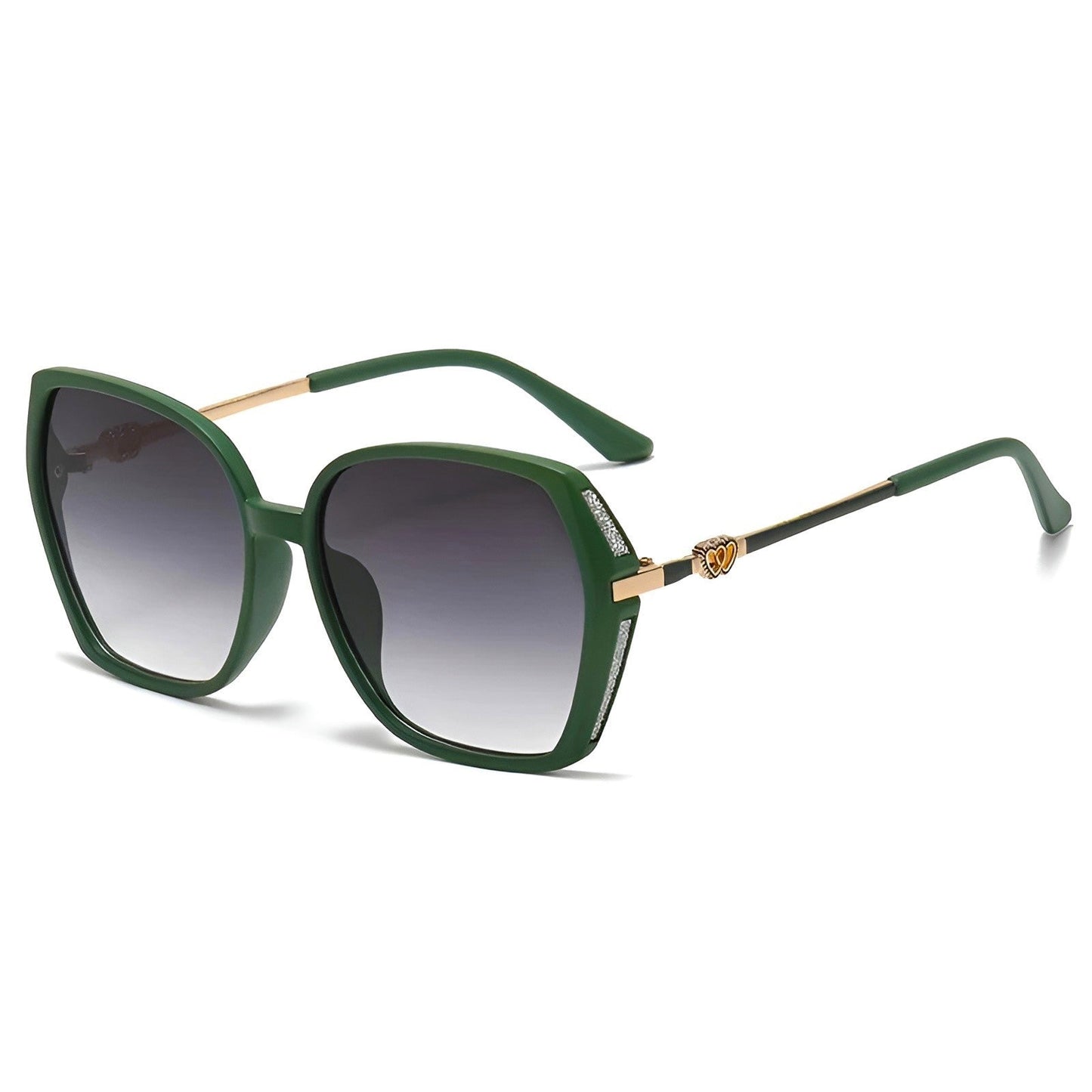 Odeza Oversized Geometric Sunglasses with Gradient Lenses and Sparkle Trim