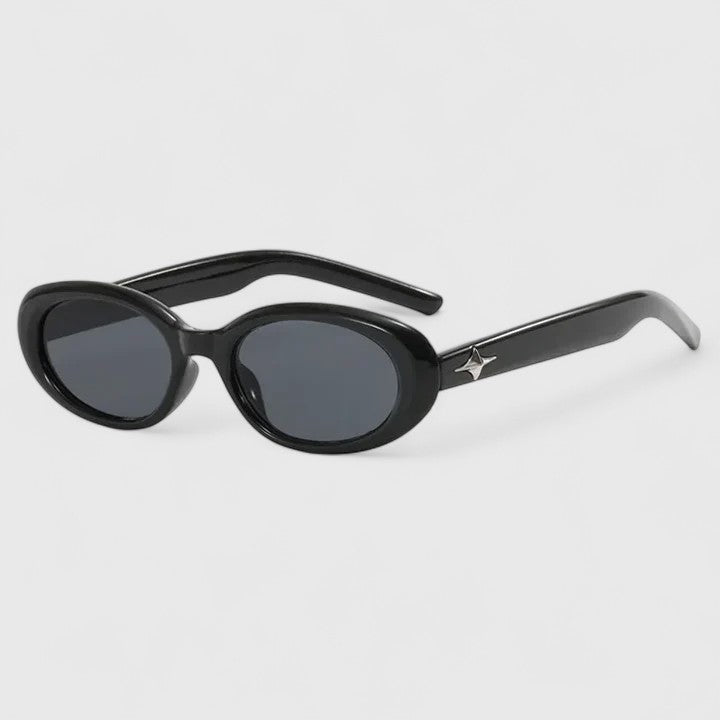 Daniela Narrow Oval Sunglasses with Star-Embellished Temples