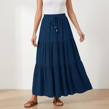 Flowing Tiered Maxi Skirt with Adjustable Waist Tie