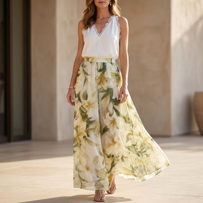 Seaside Halter Top and Flowing Palazzo Pants Resort Set