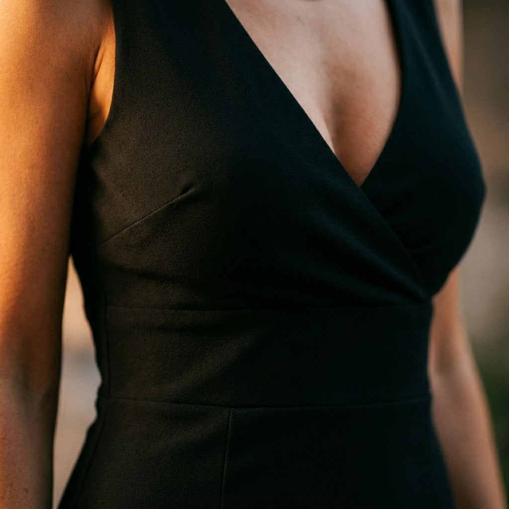Sophisticated Fitted Maxi Dress with V-Neck Wrap and High Slit