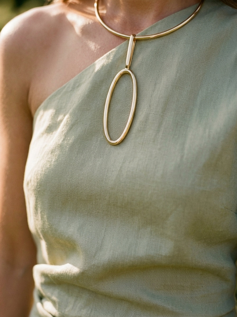 One-Shoulder Maxi Dress with Asymmetric Sleeve and Side Slit