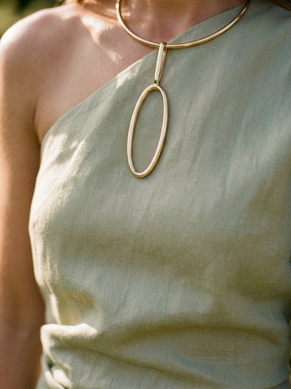 One-Shoulder Maxi Dress with Asymmetric Sleeve and Side Slit
