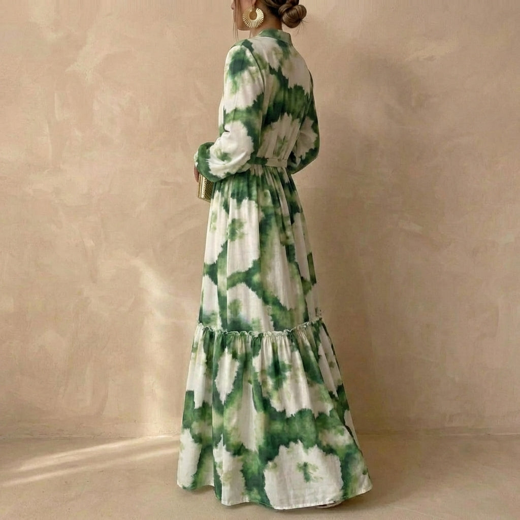 Tiered Maxi Dress with Tie-Waist and Ruffled Details for Special Occasions