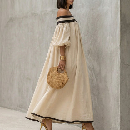 Bohemian Off-Shoulder Maxi Dress with Flowing Resort Silhouette