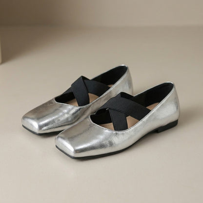Parisian Ballet Flats with Elegant Cross Strap Comfort