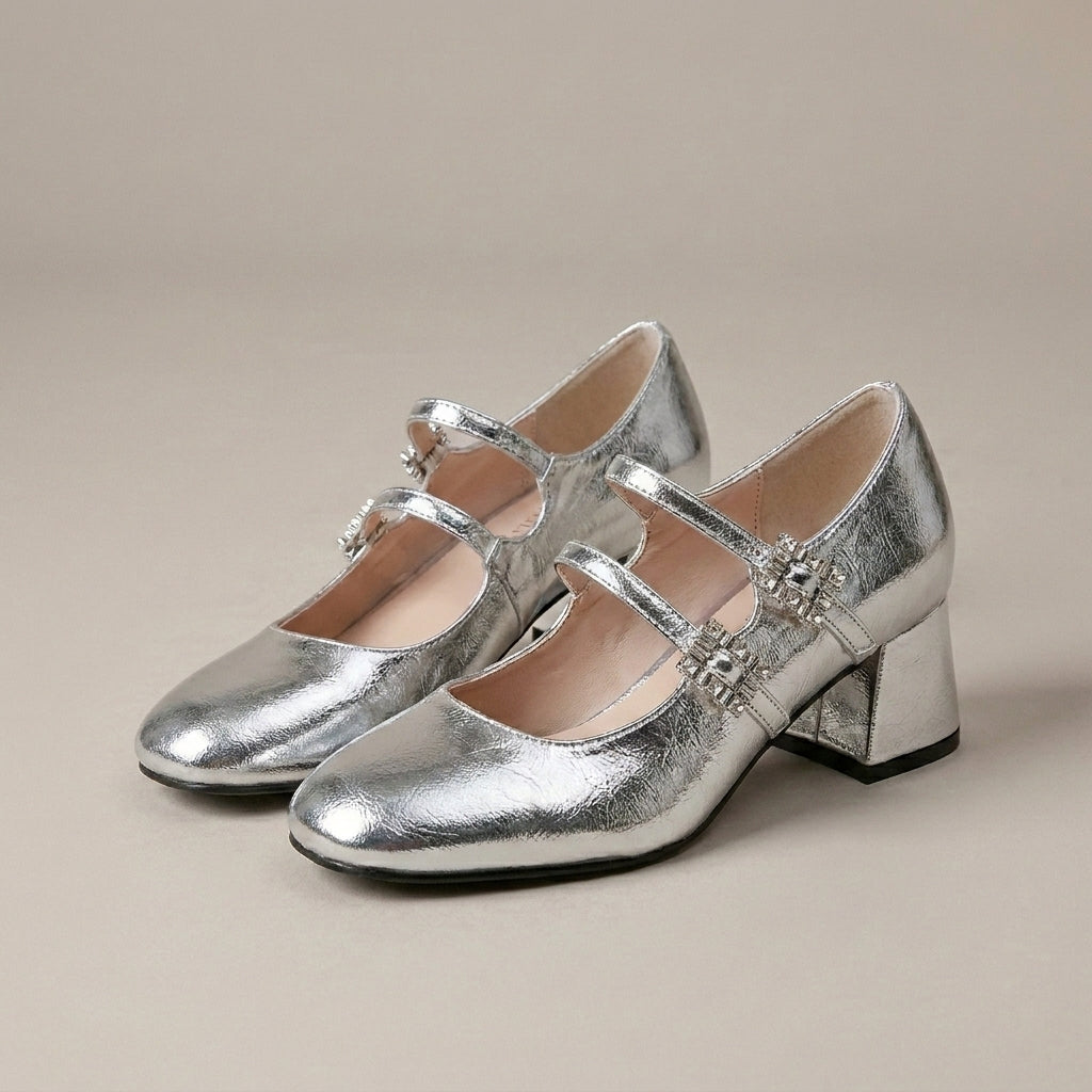 Chic Double Strap Mary Jane Heels with Polished Feminine Silhouette