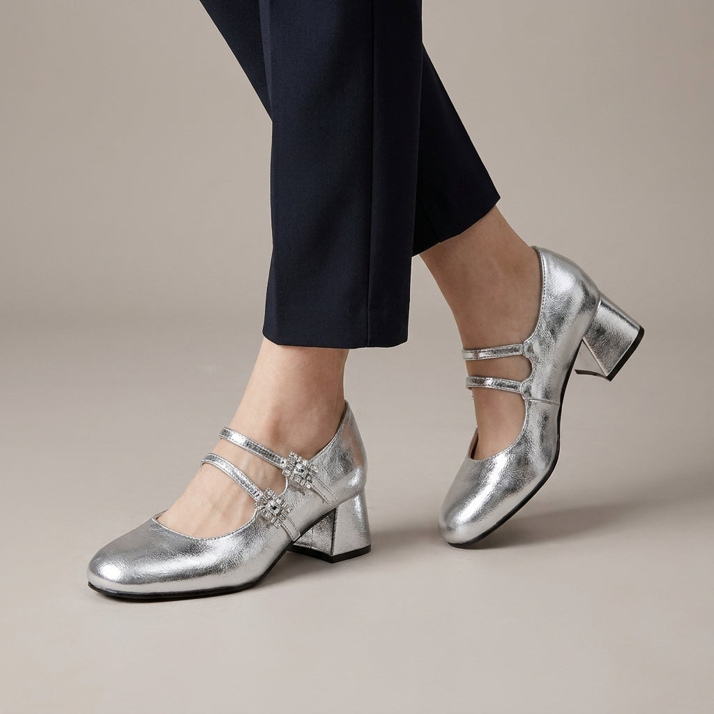 Chic Double Strap Mary Jane Heels with Polished Feminine Silhouette