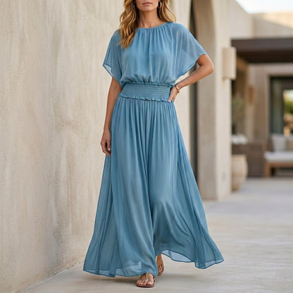 Flowing Smocked Waist Maxi Dress
