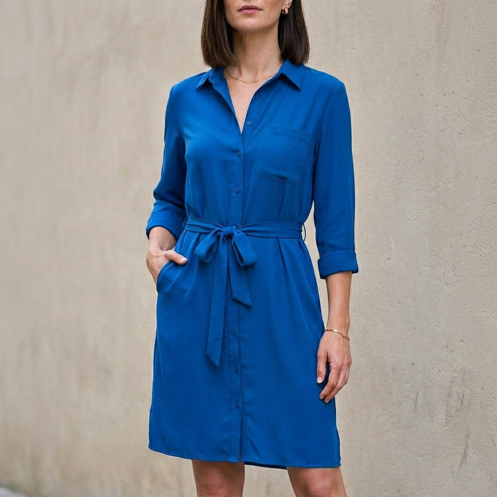 Sophisticated Belted Shirt Dress for Effortless Elegance