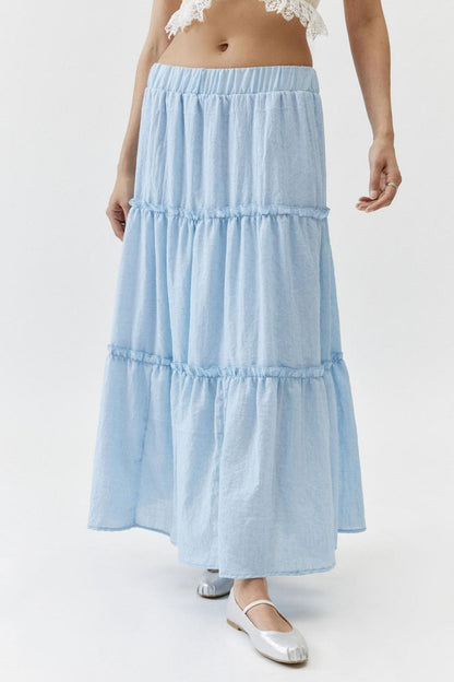 Bohemian Tiered Maxi Skirt with Elastic Waist