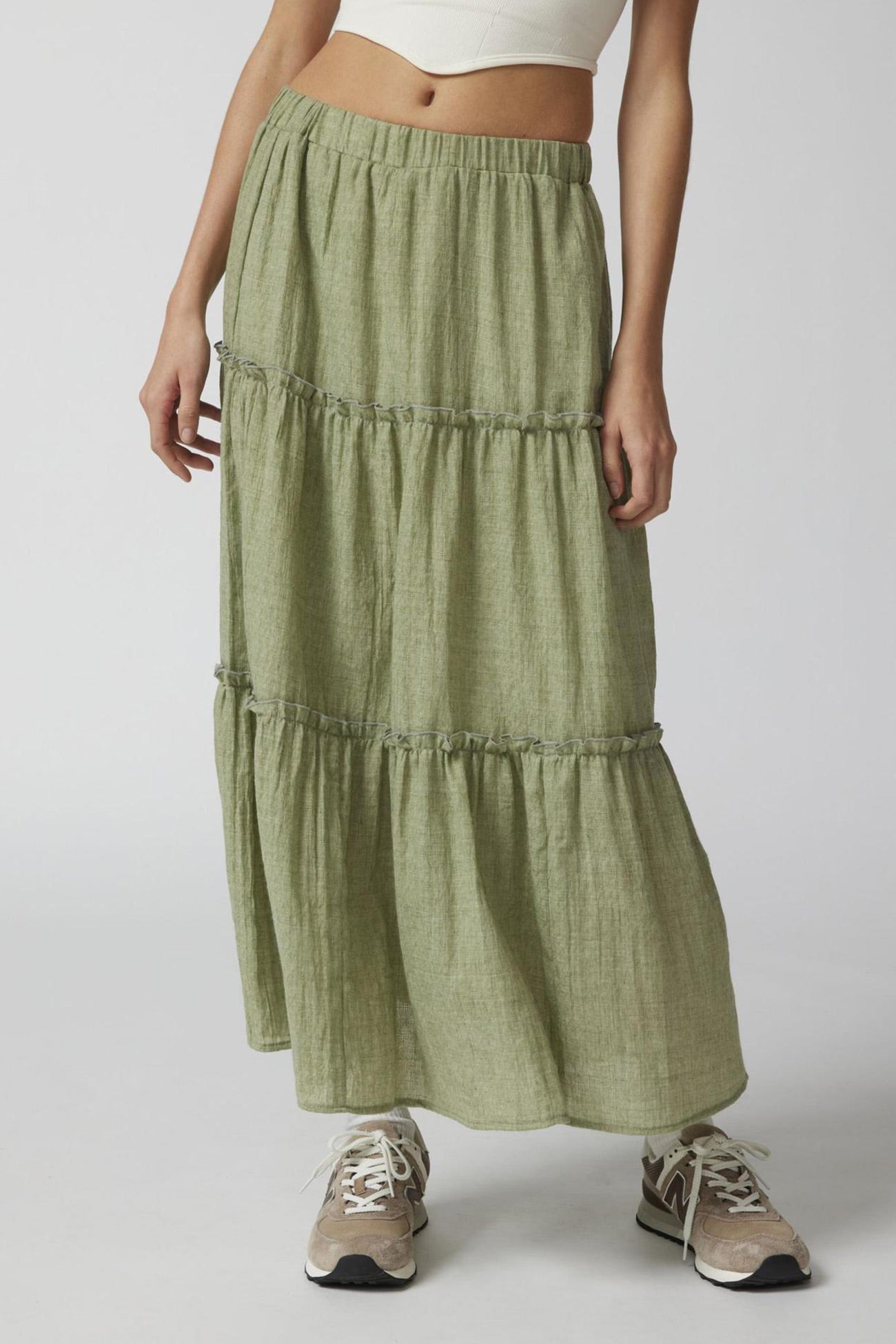 Bohemian Tiered Maxi Skirt with Elastic Waist