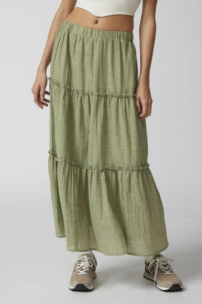 Bohemian Tiered Maxi Skirt with Elastic Waist