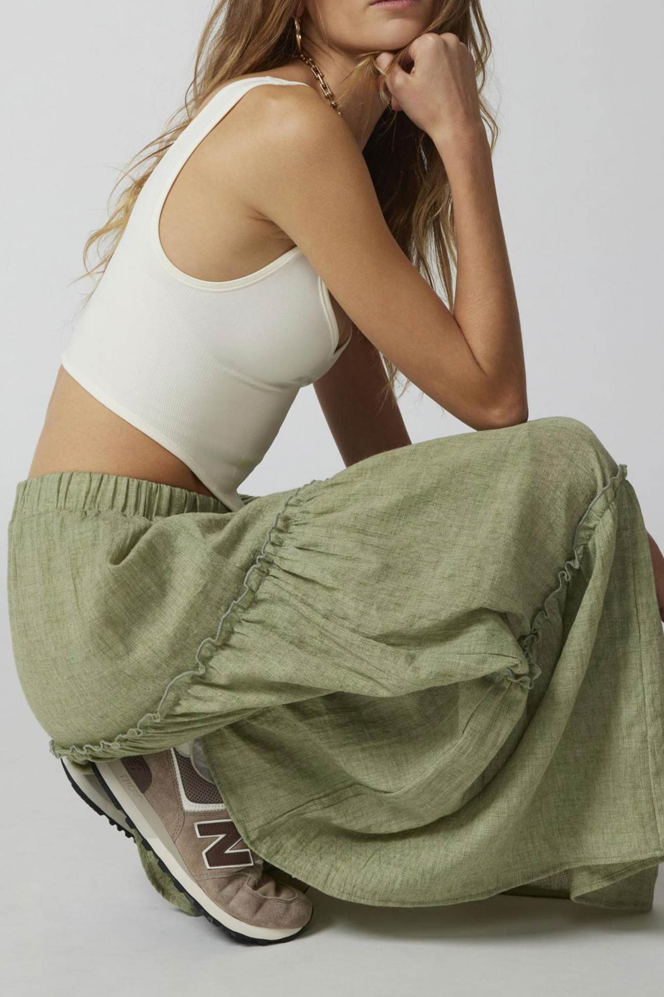 Bohemian Tiered Maxi Skirt with Elastic Waist