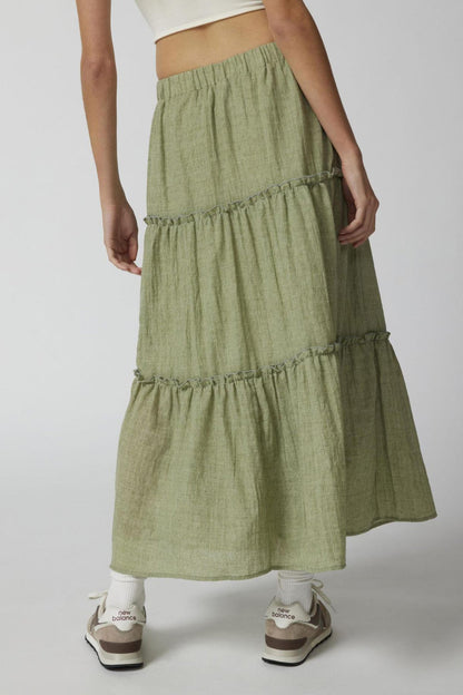 Bohemian Tiered Maxi Skirt with Elastic Waist
