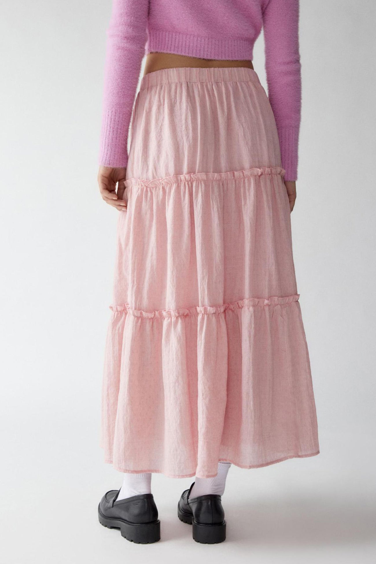 Bohemian Tiered Maxi Skirt with Elastic Waist