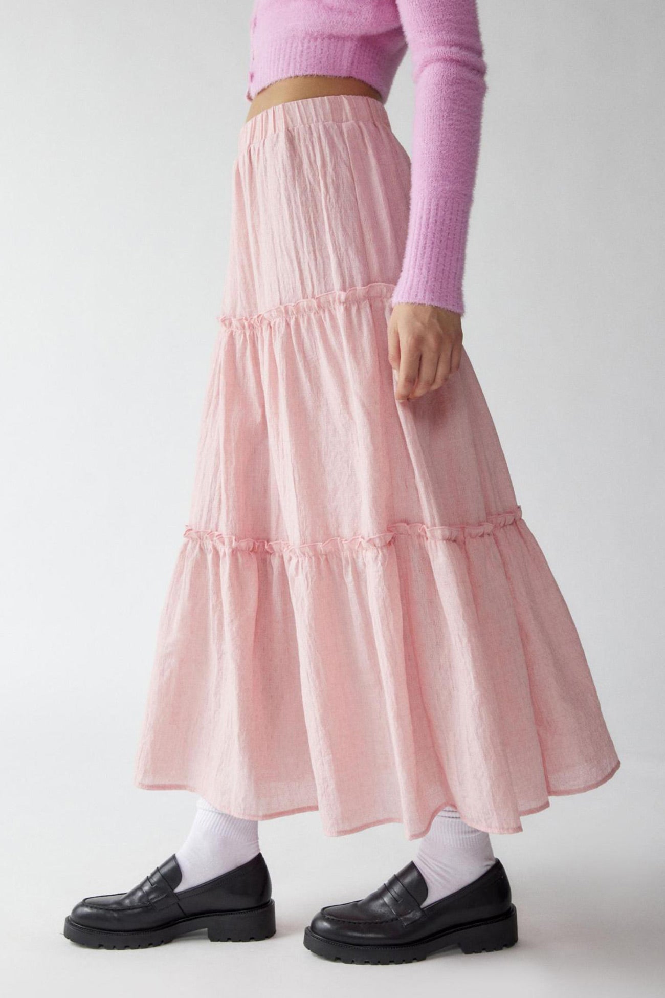 Bohemian Tiered Maxi Skirt with Elastic Waist