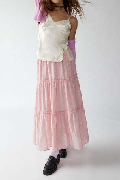 Bohemian Tiered Maxi Skirt with Elastic Waist
