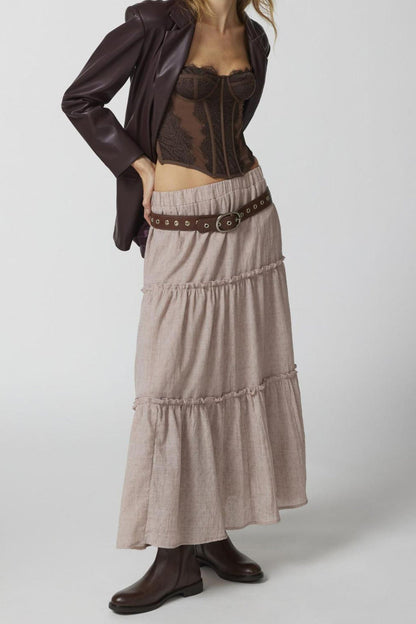 Bohemian Tiered Maxi Skirt with Elastic Waist