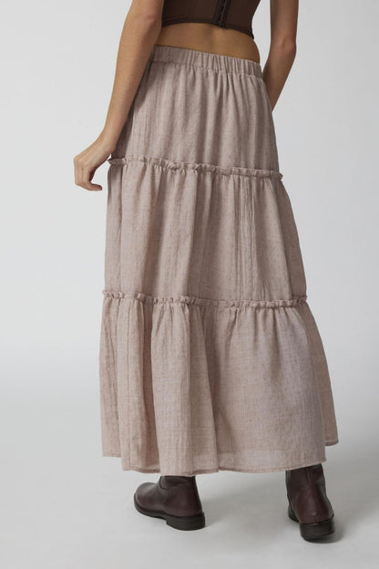Bohemian Tiered Maxi Skirt with Elastic Waist