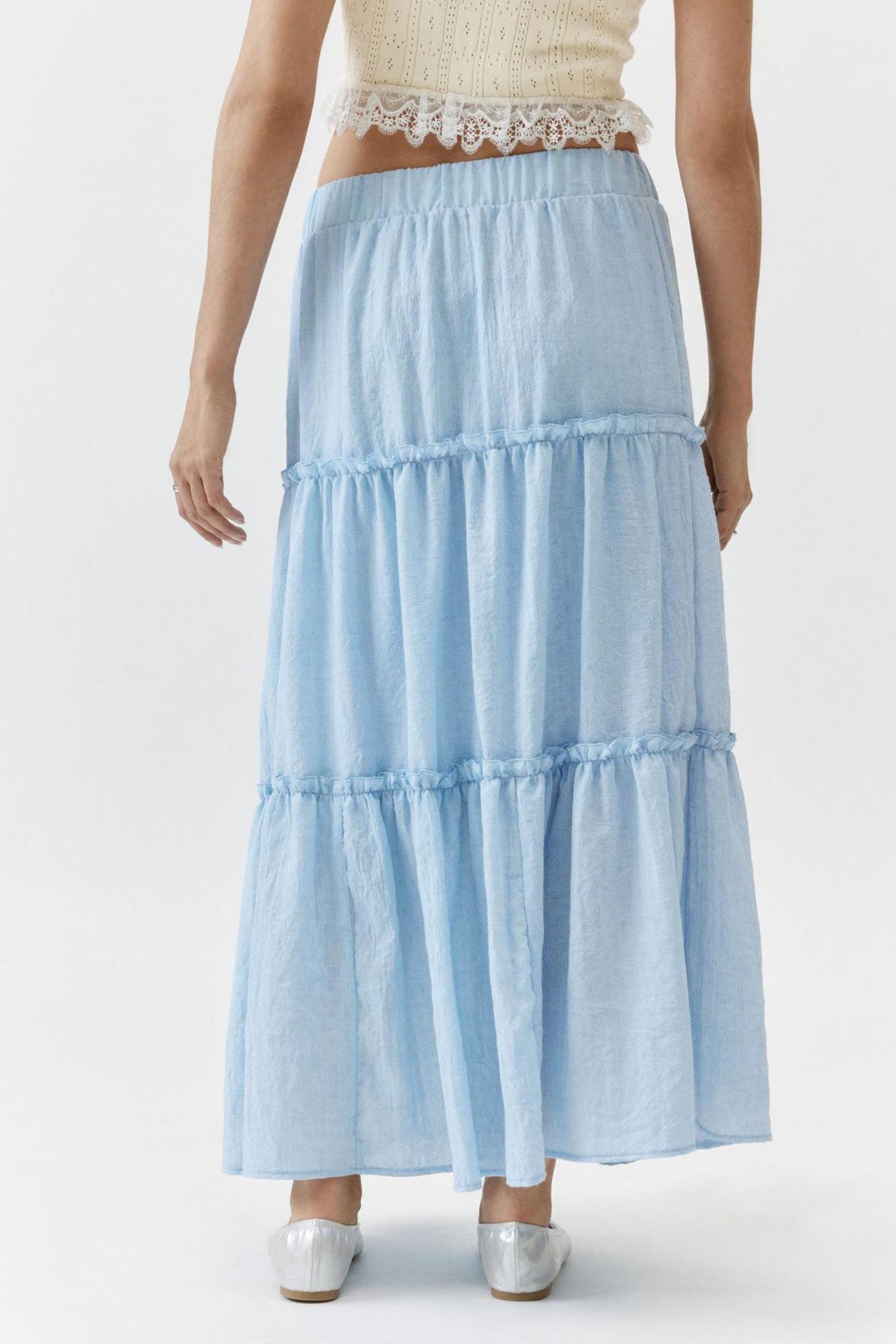 Bohemian Tiered Maxi Skirt with Elastic Waist