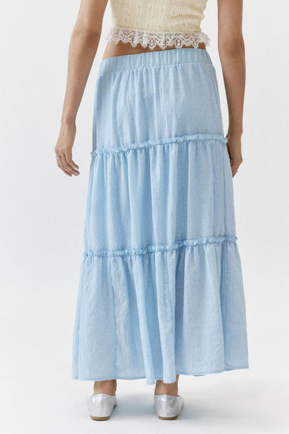 Bohemian Tiered Maxi Skirt with Elastic Waist
