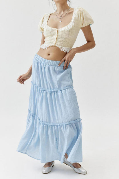 Bohemian Tiered Maxi Skirt with Elastic Waist