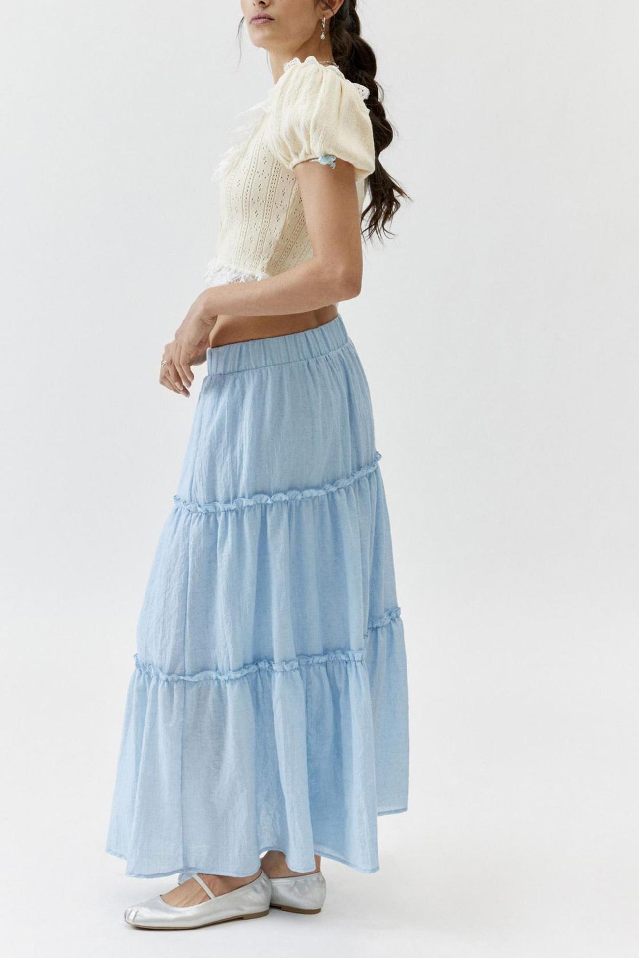 Bohemian Tiered Maxi Skirt with Elastic Waist