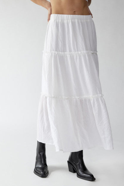 Bohemian Tiered Maxi Skirt with Elastic Waist