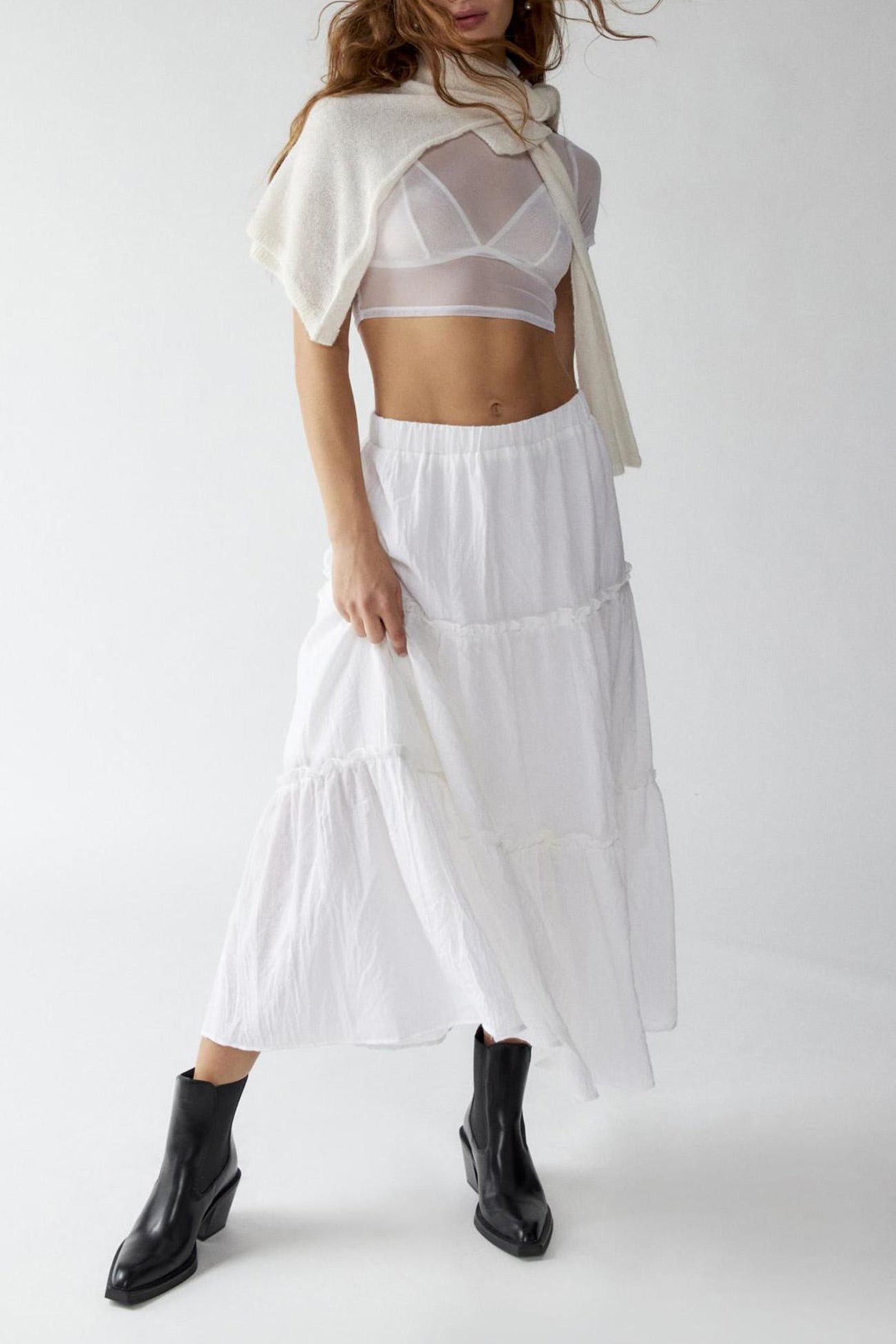 Bohemian Tiered Maxi Skirt with Elastic Waist