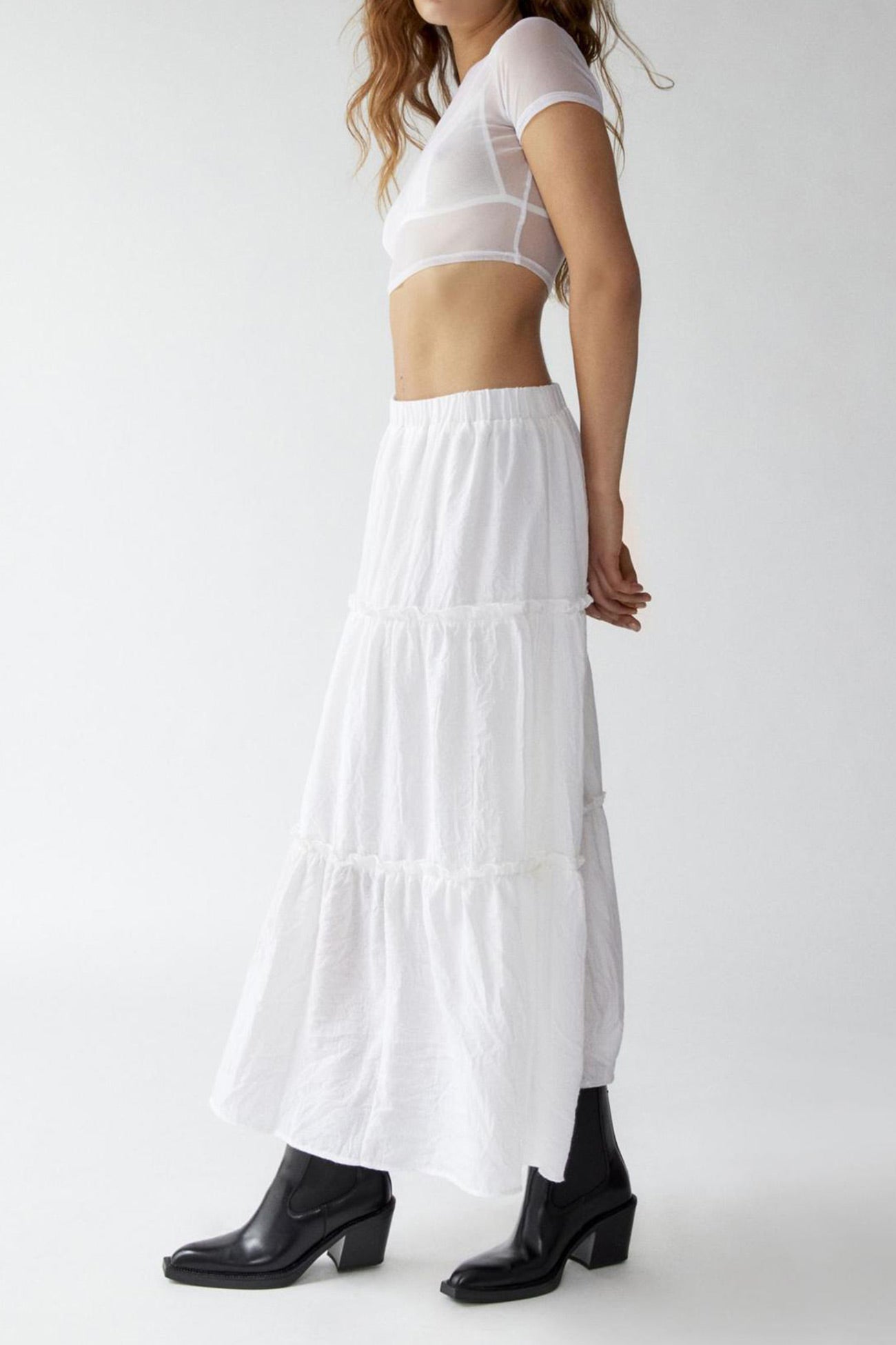 Bohemian Tiered Maxi Skirt with Elastic Waist