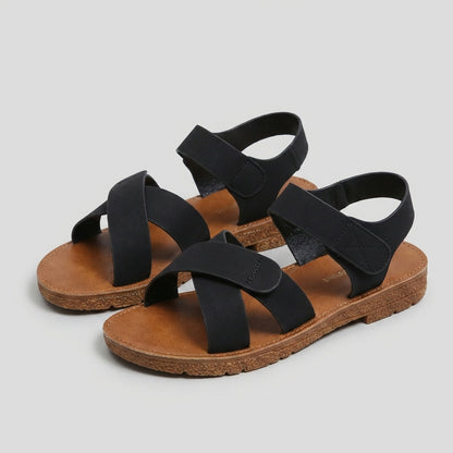 Roman-Inspired Flat Sandals with Contoured Footbed and Adjustable Strap