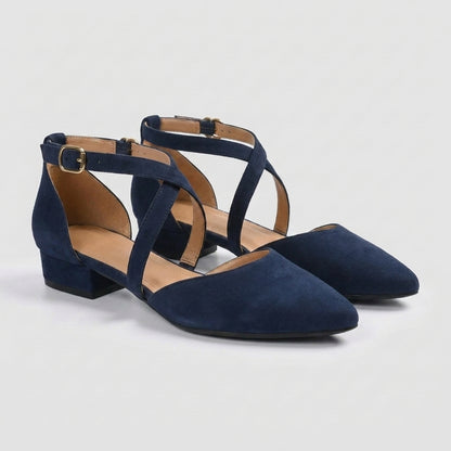 Women's Pointed-Toe Flat Sandals with Crossover Ankle Straps and D’Orsay Cutouts