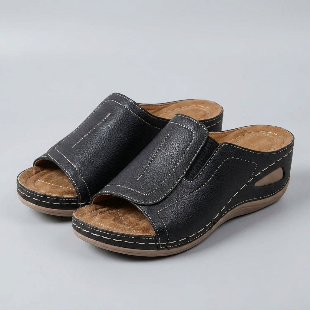 Ergonomic Slip-On Sandals with Contoured Wedge Heel for Relaxed Comfort