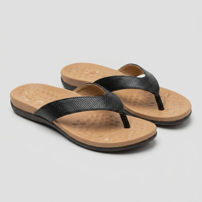 Orthopedic Textured Thong Sandals with Contoured Massage Footbed