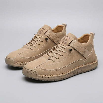 Hand-Stitched Moc-Toe Lace-Up Sneakers for Casual Elegance
