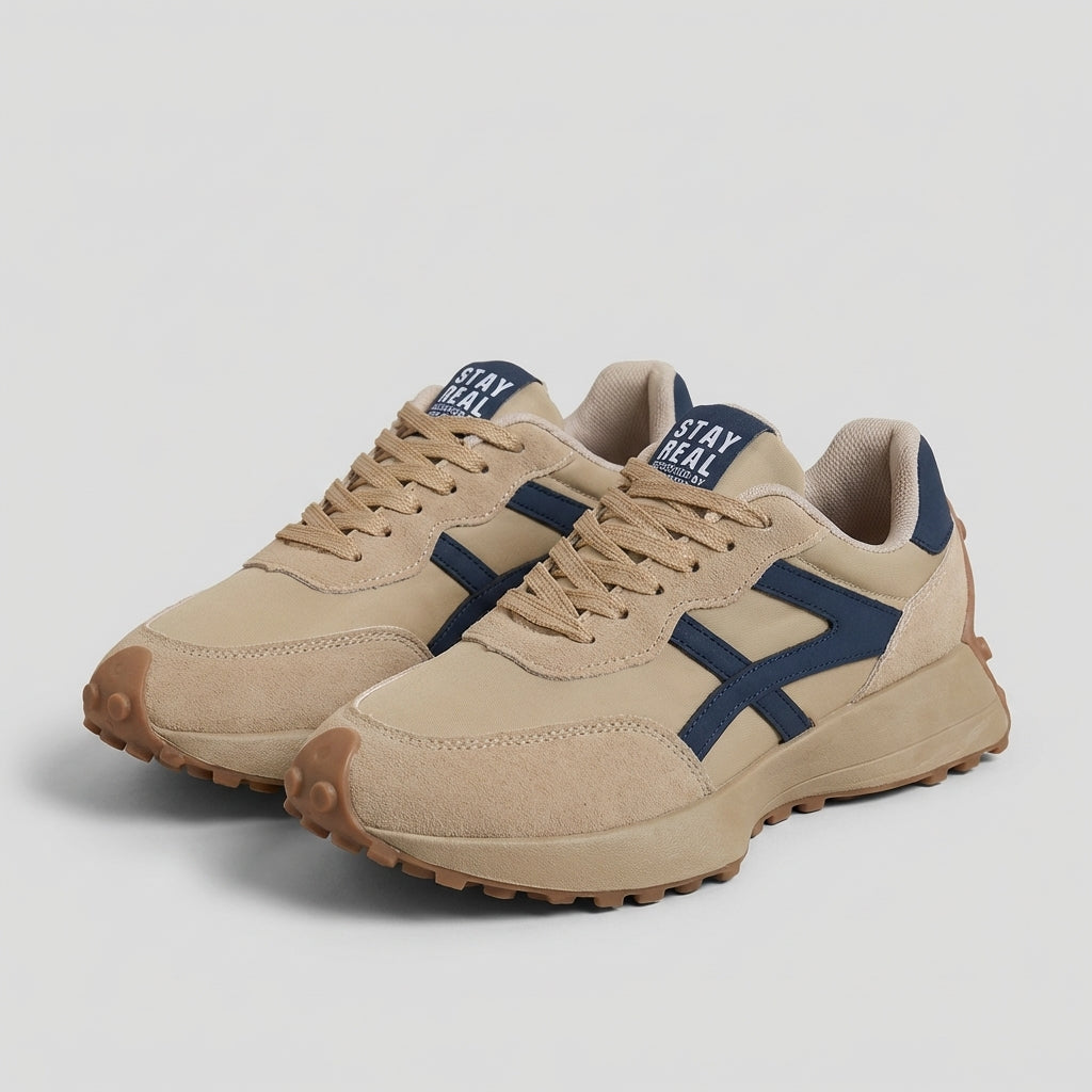 Modern Lace-Up Chunky Sole Sneakers with Bold Graphic Detail