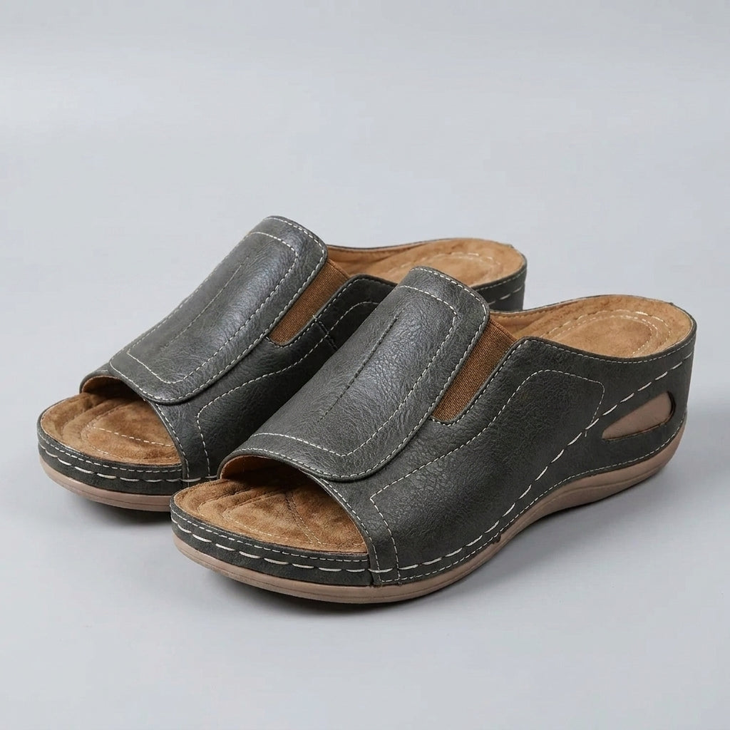 Ergonomic Slip-On Sandals with Contoured Wedge Heel for Relaxed Comfort
