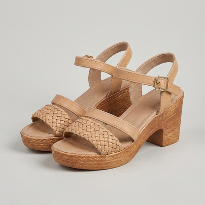 Woven Platform Sandals with Chunky Block Heel and Adjustable Strap for All-Day Comfort