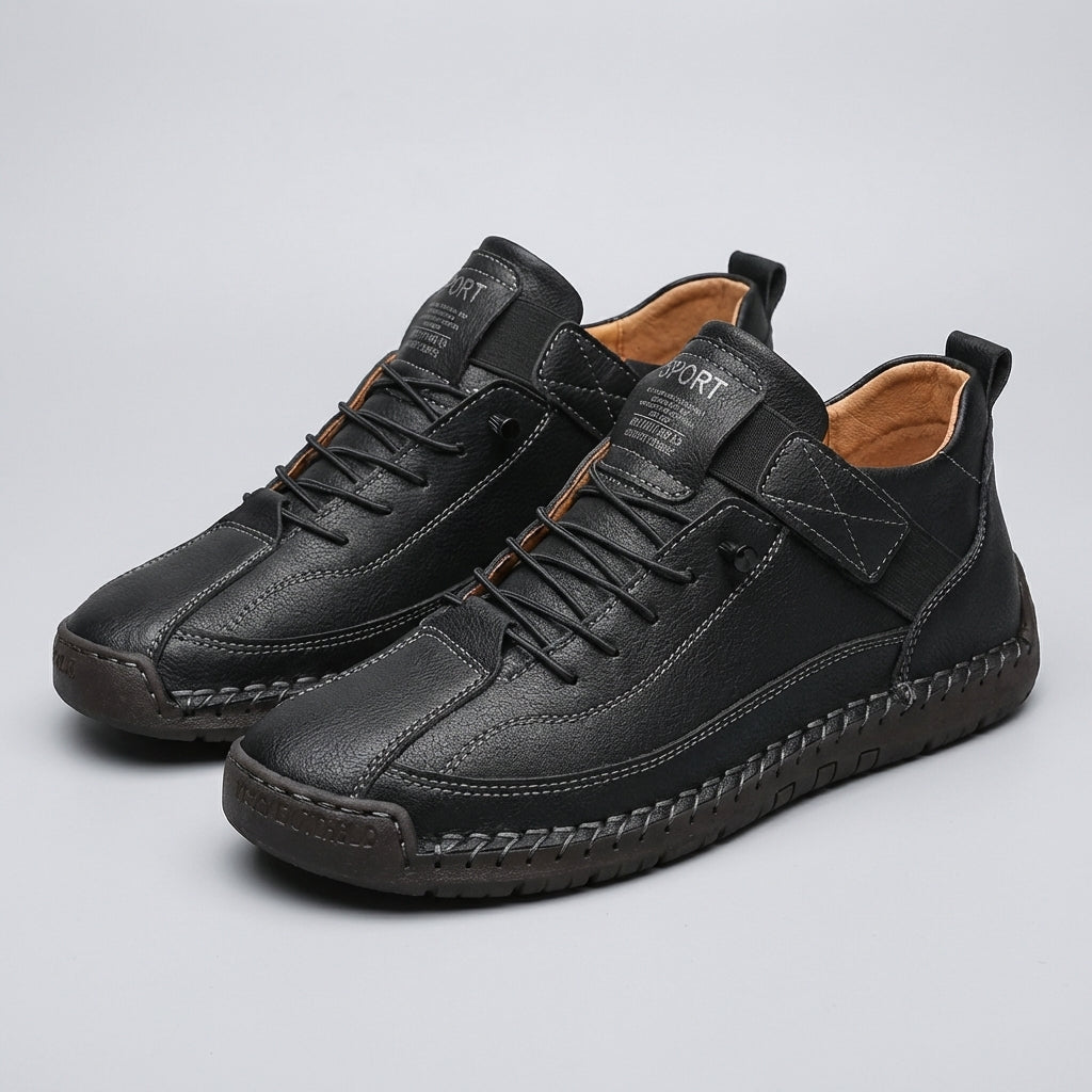 Hand-Stitched Moc-Toe Lace-Up Sneakers for Casual Elegance