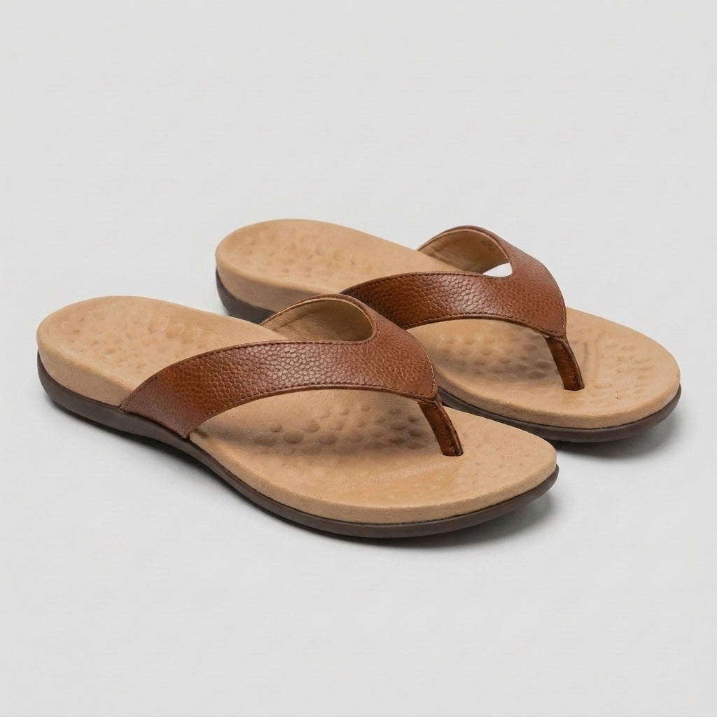 Orthopedic Textured Thong Sandals with Contoured Massage Footbed