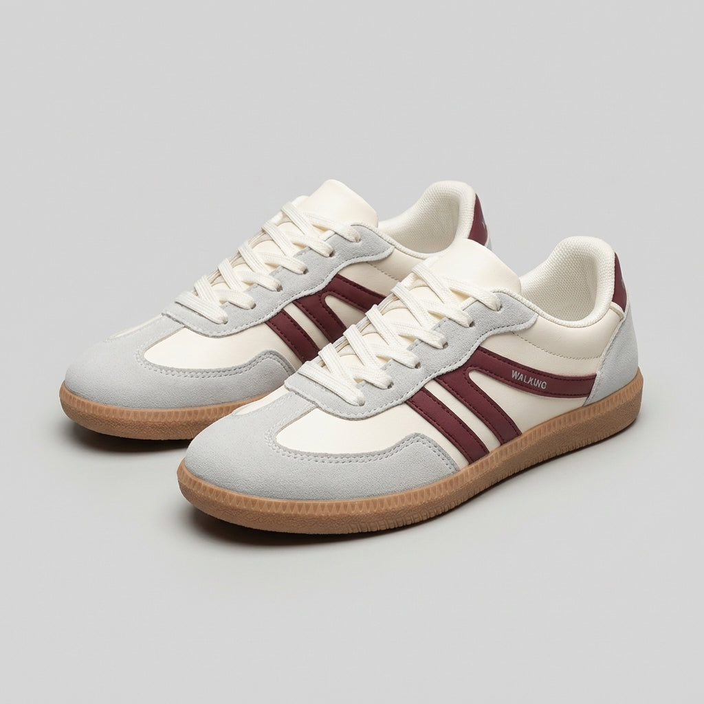 Contemporary Low-Top Lace-Up Sneakers with Signature Striped Detail