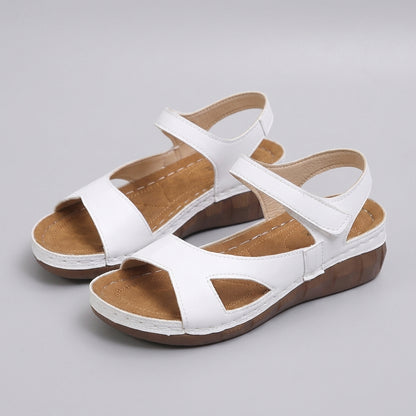 Mary Contoured Wedge Sandals with Adjustable Ankle Strap and Cut-Out Detail