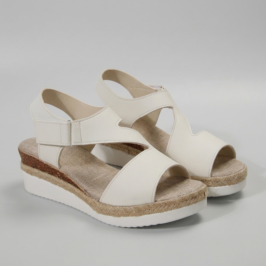 Structured Platform Wedge Sandals with Textured Woven Midsole and Cutout Straps