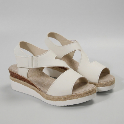 Structured Platform Wedge Sandals with Textured Woven Midsole and Cutout Straps