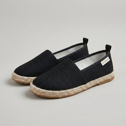 Women's Textured Woven Canvas Slip-On Espadrilles with Braided Sole