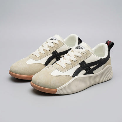 Low-Top Women's Sneakers with Sueded Overlays and Chunky Ribbed Sole