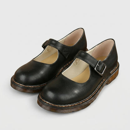 Structured Mary Jane Shoes with Buckle Strap and Chunky Sole