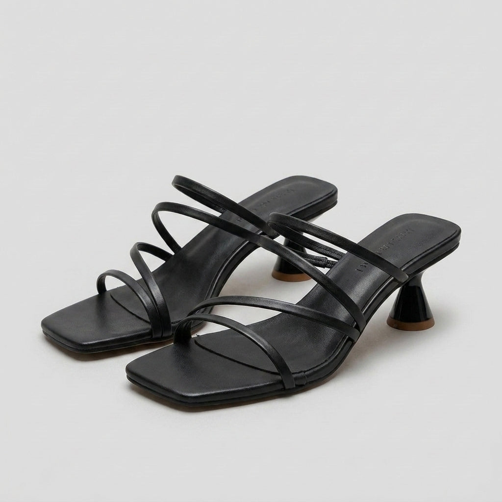 Elegant Square-Toe Mid-Heel Sandals with Delicate Thin Straps