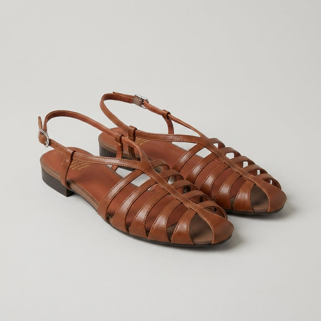 Soft-Touch Multi-Strap Roman Sandals with Adjustable Slingback Closure